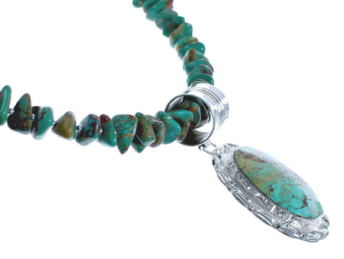 Sterling Silver Turquoise Native American Bead Pendant Necklace Set BX120366